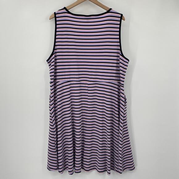 Torrid Striped Mini Dress Fit & Flare Jersey Knit Snaps Up Purple Plus Womens 3X - Picture 4 of 9